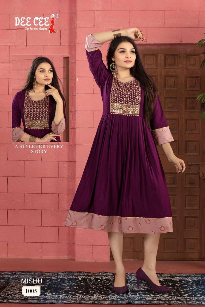 Mishu By Deecee Rayon Designer Plain Kurtis Wholesalers In Delhi
